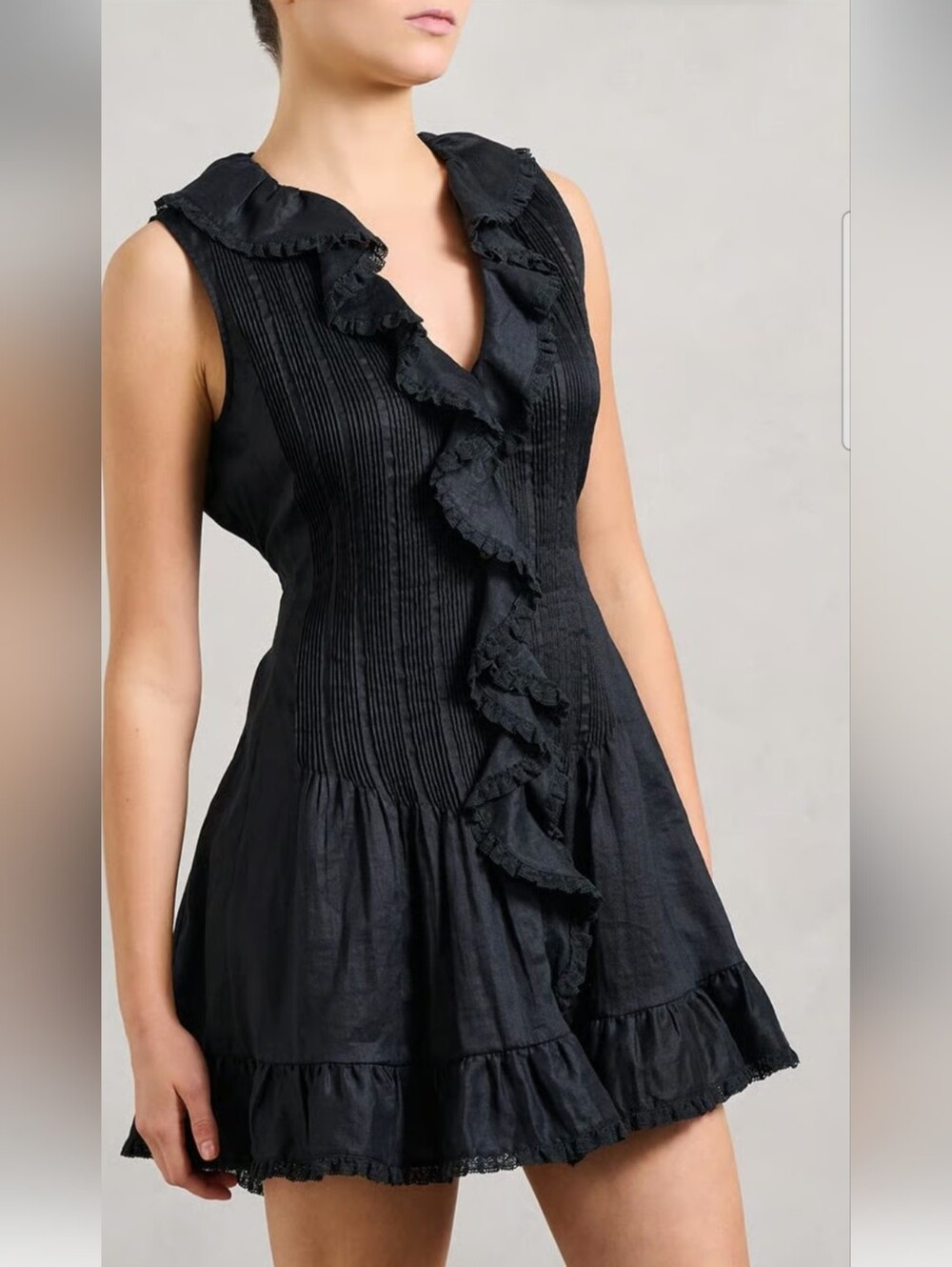 Magaschoni Black Ruffled Mini Dress